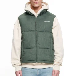 Bardon Cord Puffer Vest Forest Green -Fashigen Sales BASIC JEANS Q12453
