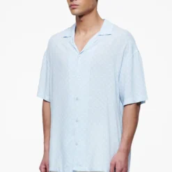 Piane Monogram Summer Shirt Riviera Blue -Fashigen Sales PEGADOR FINER THINGS ECOMMERCE MALE DAY 241909