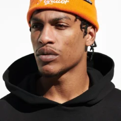 Birch Fisherman Beanie Sunrise Orange White