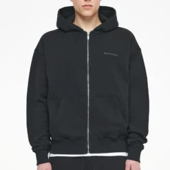 Logo Oversized Sweat Jacket Vintage Washed Black Ink Gum