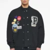 Whitney Varsity Jacket Washed Black Ink Black