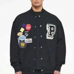 Whitney Varsity Jacket Washed Black Ink Black
