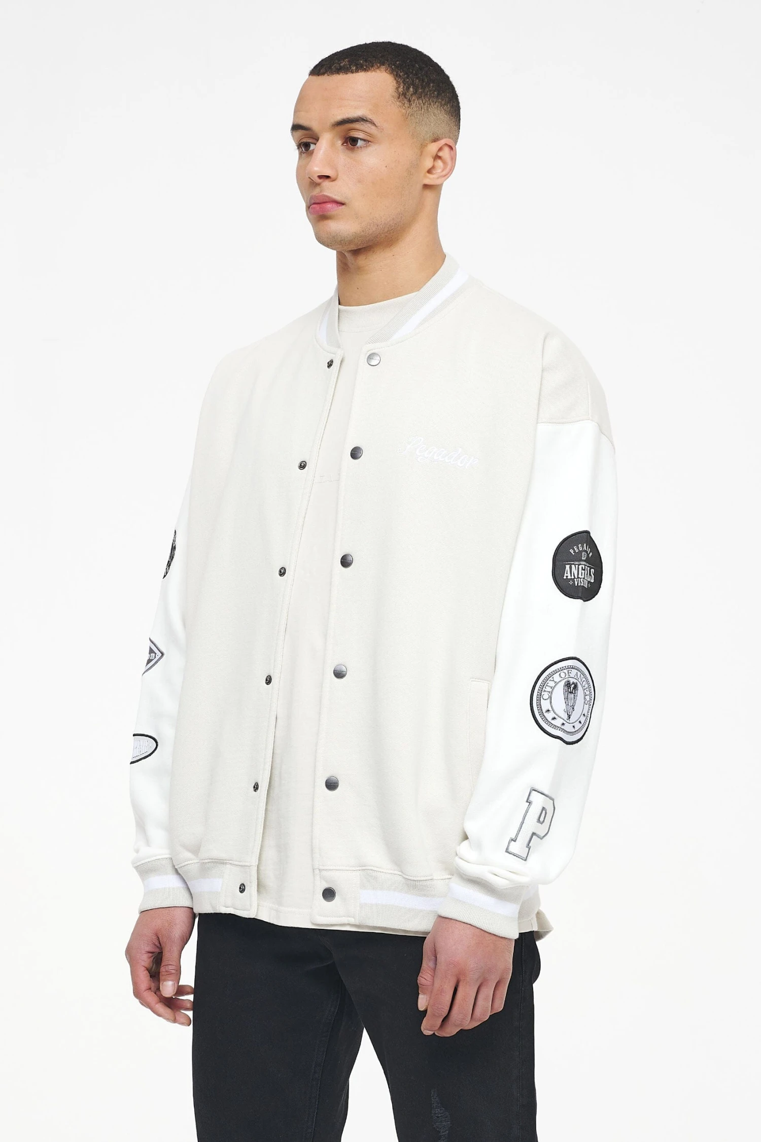 Yardley Varsity Jacket Washed Angels Cream Bright White 3 Yardley Varsity Jacket Washed Angels Cream Bright White - Image 3