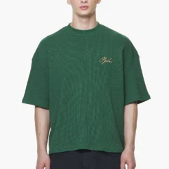Quat Waffle Boxy Tee Vintage Washed British Green