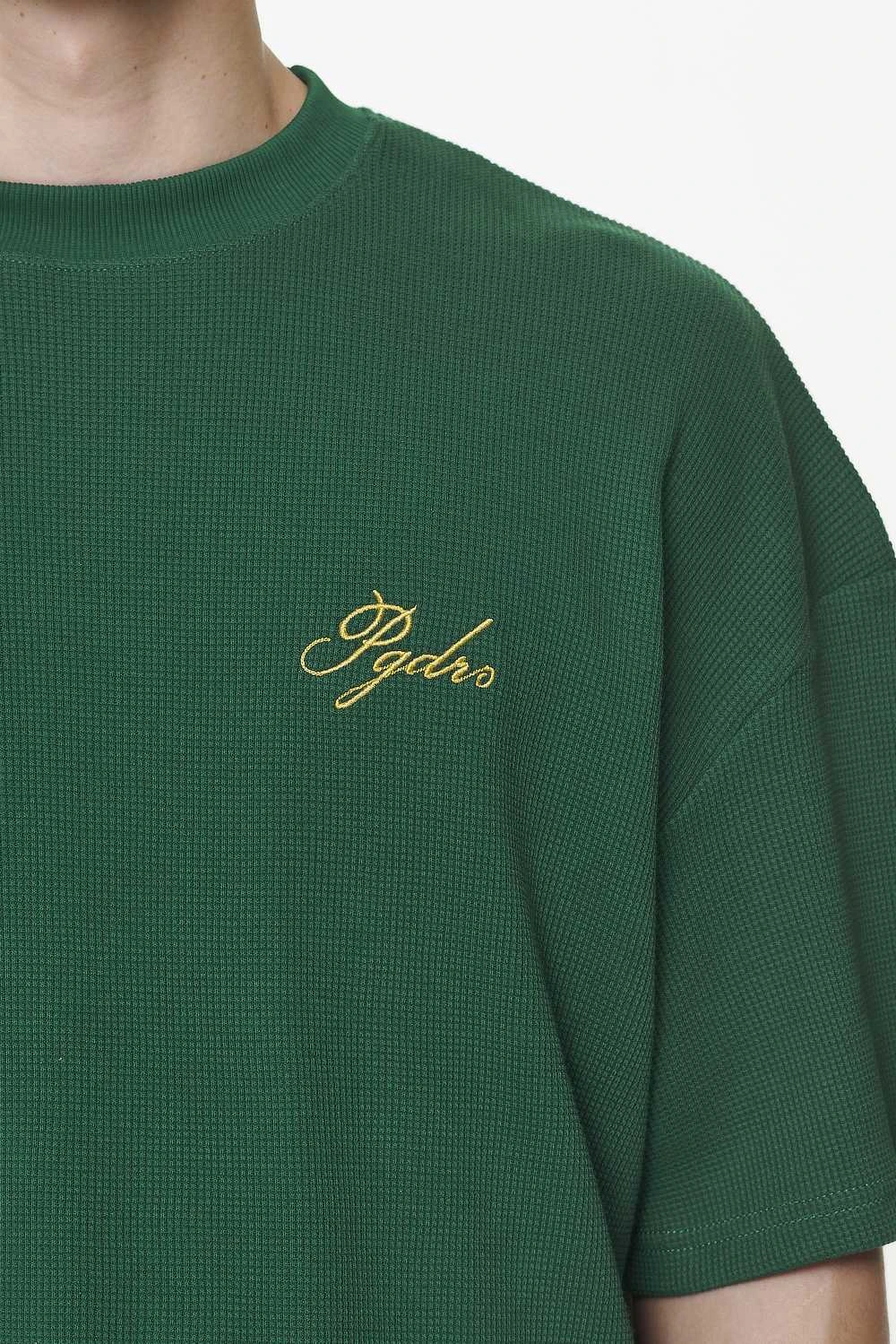 Quat Waffle Boxy Tee Vintage Washed British Green 5 Quat Waffle Boxy Tee Vintage Washed British Green - Image 5