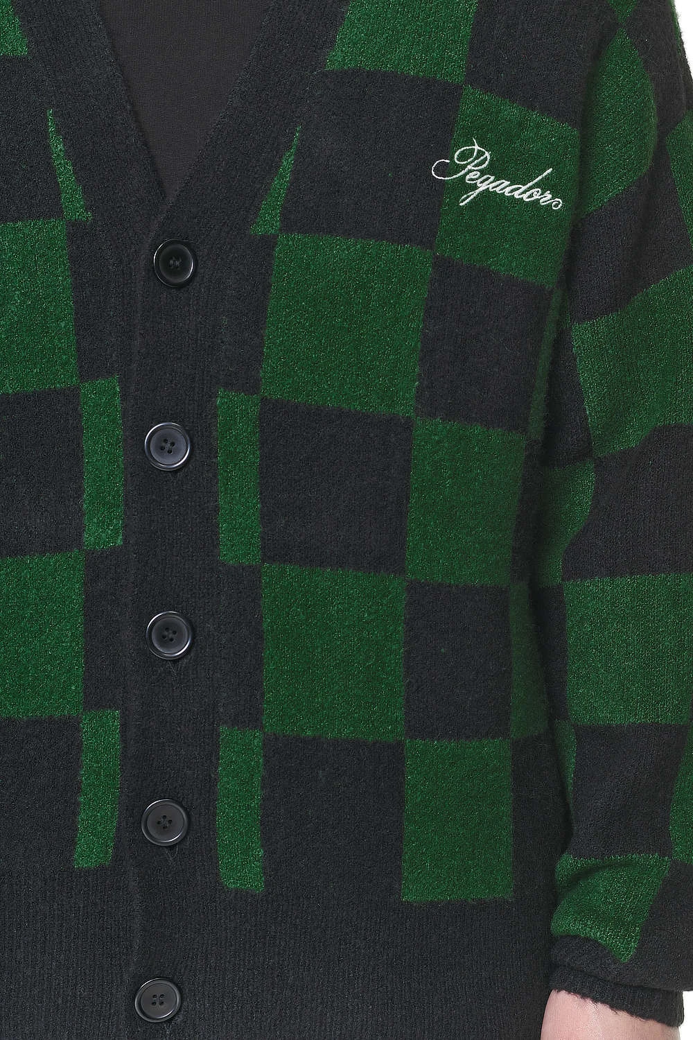Todd Checkered Knit Cardigan Onyx Black British Green 5 Todd Checkered Knit Cardigan Onyx Black British Green - Image 5