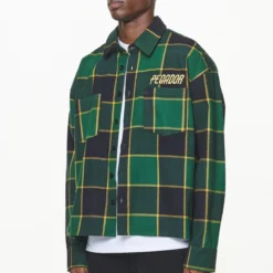 Eastfield Flannel Shirt Washed British Green Onyx Black -Fashigen Sales PGDR BUILD TO LAST E COMMERCE MENS 211139