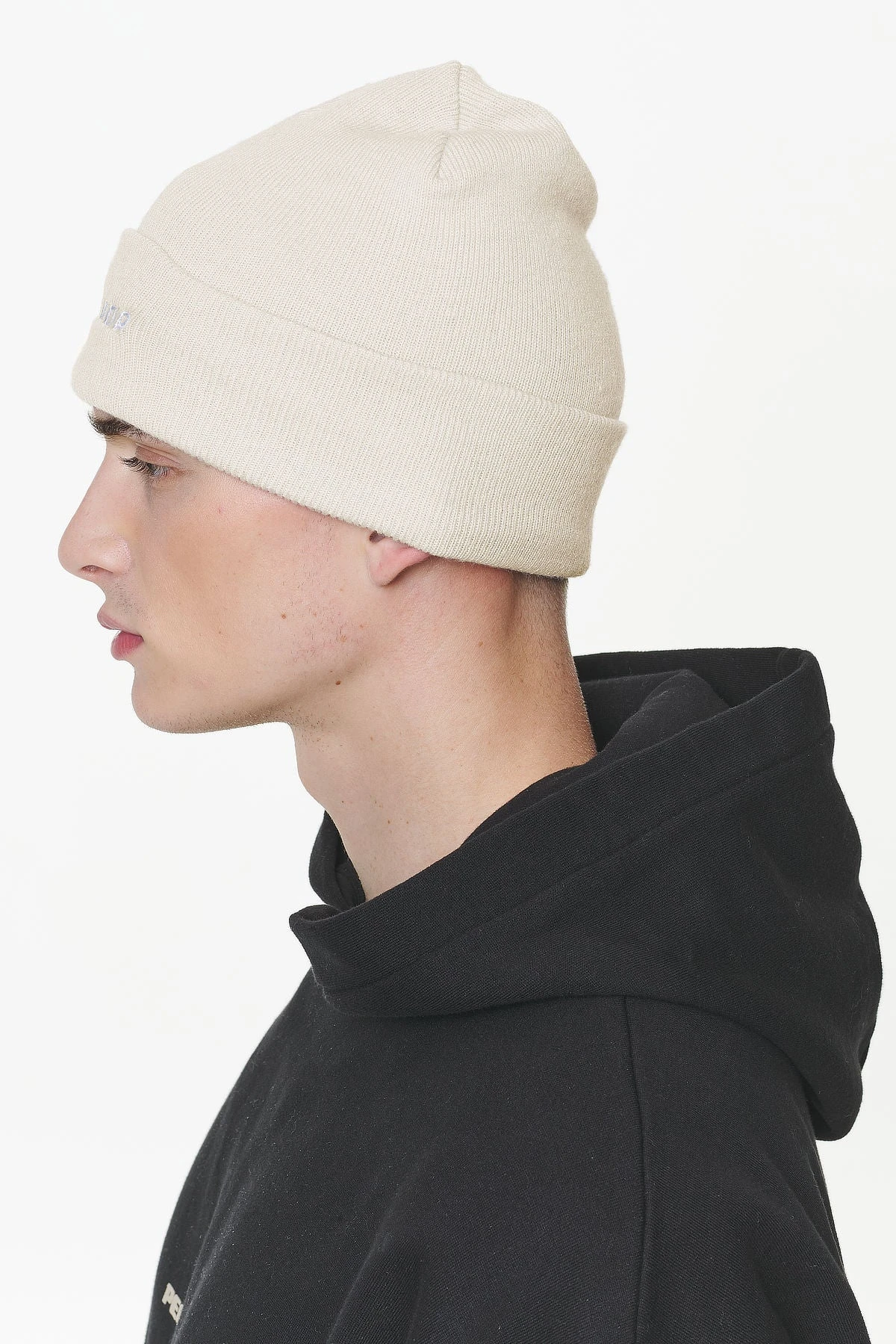 Logo Beanie Kingdom Beige White 2 Logo Beanie Kingdom Beige White - Image 2