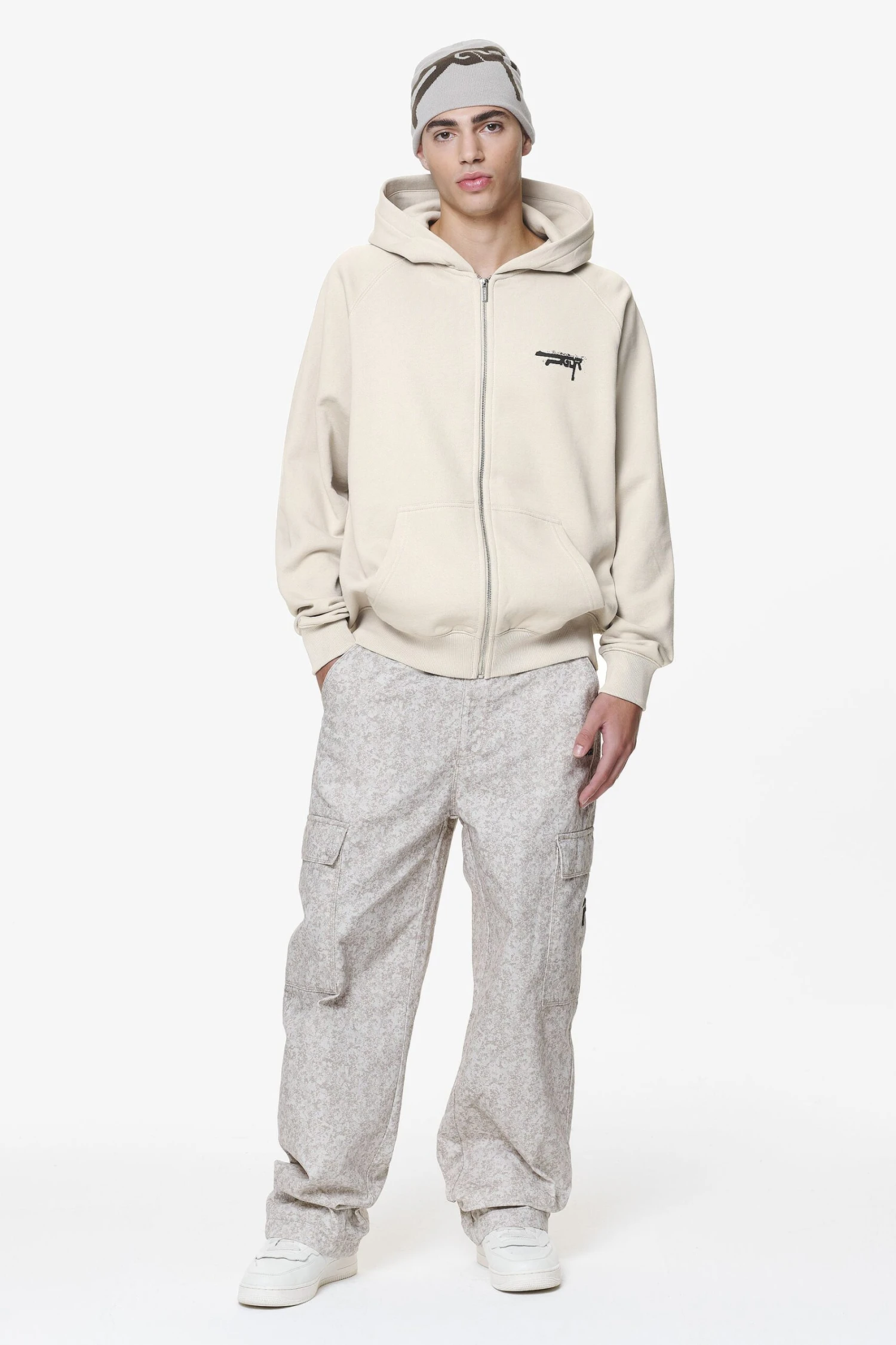 Condor Raglan Sweat Jacket Washed Dust Cream 2 Condor Raglan Sweat Jacket Washed Dust Cream - Image 2