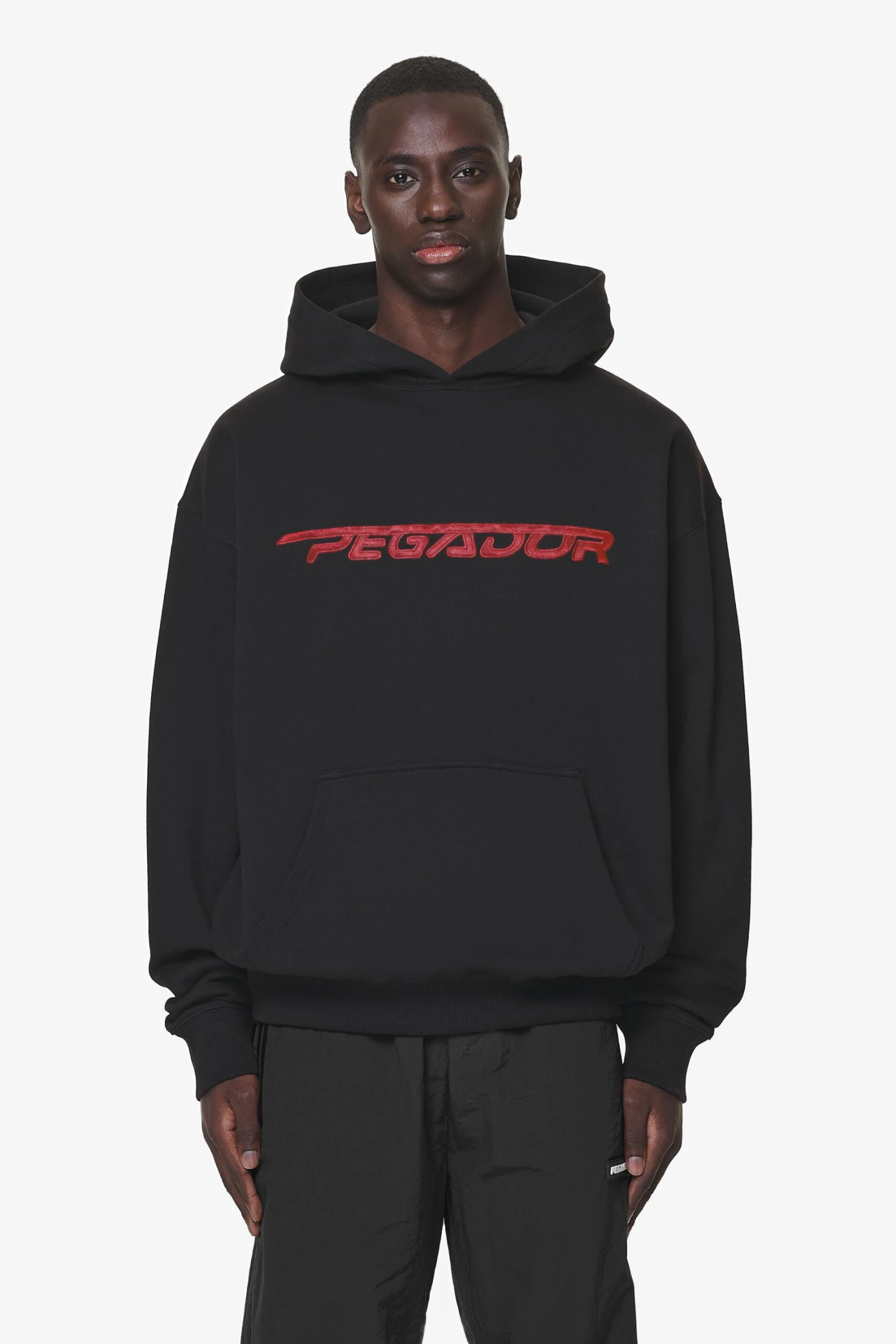 Manor Oversized Hoodie Black Signal Red 1 Manor Oversized Hoodie Black Signal Red