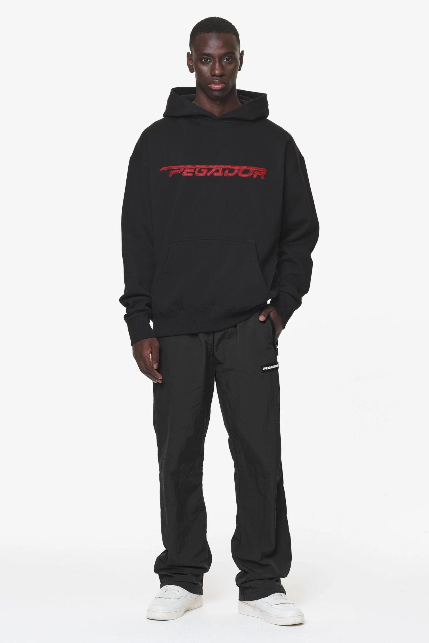 Manor Oversized Hoodie Black Signal Red 2 Manor Oversized Hoodie Black Signal Red - Image 2