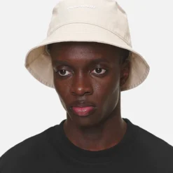 Logo Bucket Hat Desert Sand White -Fashigen Sales PGDR NEVER TOO LATE ECOMMERCE MALE CAPS14