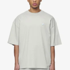 Leono Boxy Tee Washed Pearl Grey Baby Blue
