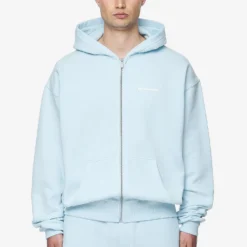 Logo Oversized Sweat Jacket Washed Baby Blue White Gum