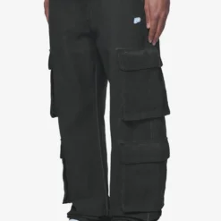 Preto Wide Cargo Pants Dyed Black