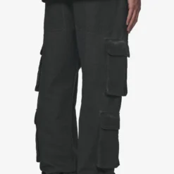 Preto Wide Cargo Pants Dyed Black -Fashigen Sales PGDR Next Wave E COMMERCE MENS PANTS DAY 14647