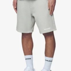 Logo Heavy Sweat Shorts Washed Pearl Grey White Gum