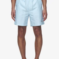 Kempton Monogram Swim Shorts Baby Blue