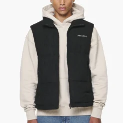 Bardon Cord Puffer Vest Black