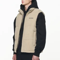 Bardon Cord Puffer Vest Sand -Fashigen Sales PGDR OUTERWEAR MENS6099