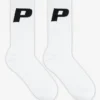 P Logo Socks White Black