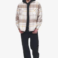 Bale Embroidery Heavy Flannel Zip Shirt Cream Wood -Fashigen Sales hover PGDR BLACKFRIDAY 2023 MENS19032